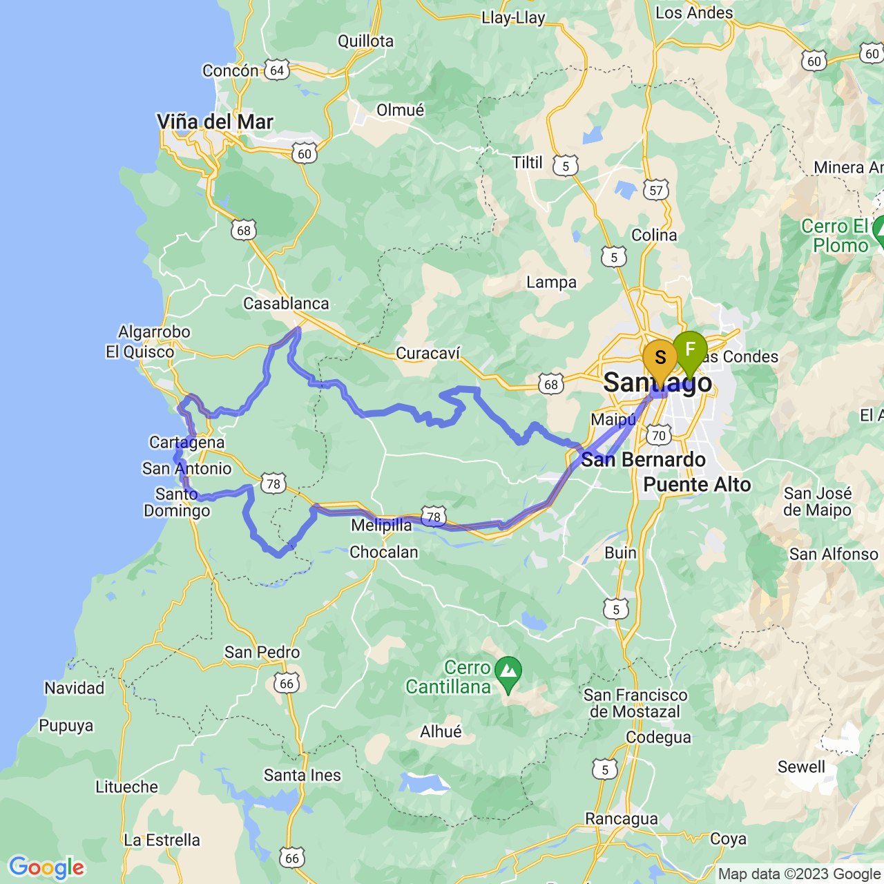 map of Brevet 300km: Vuelta los Poetas