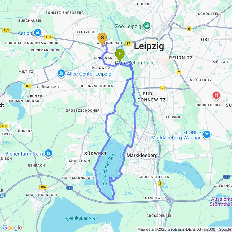 map of felix’s route around Leipzig