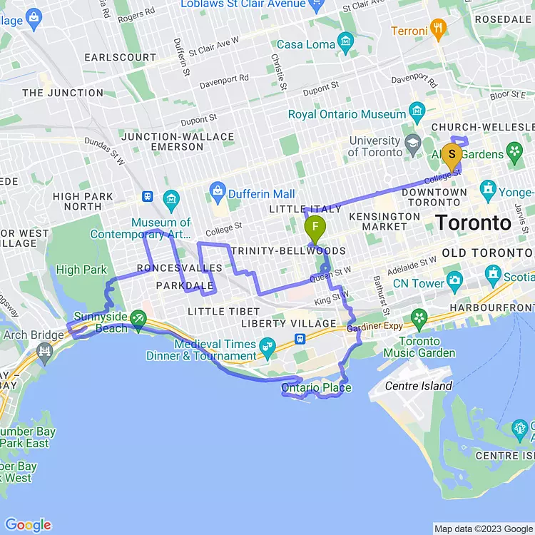 map of Toronto Bike Rave!!! 🚴 🦄 