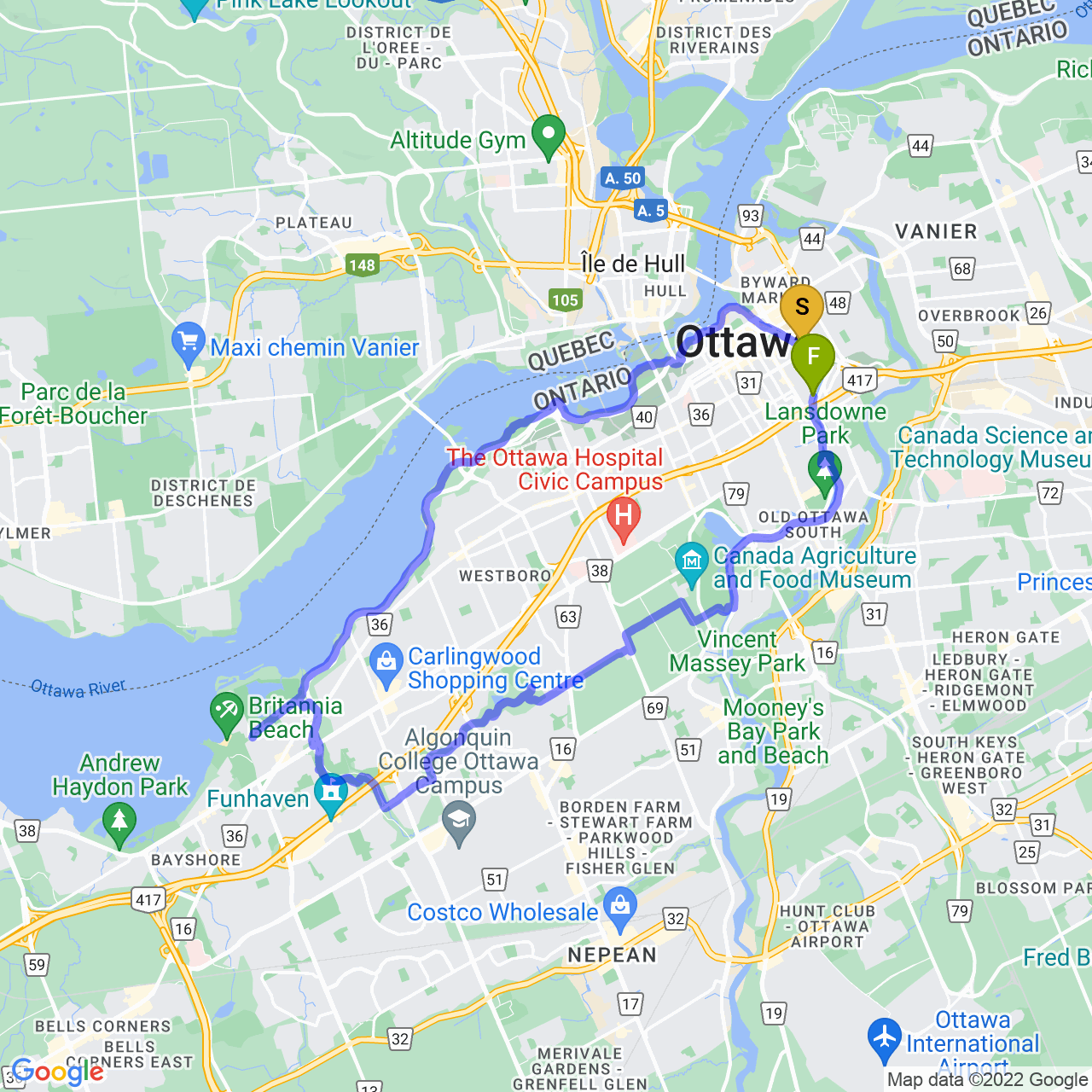 Map of The Big Loop Around Ottawa