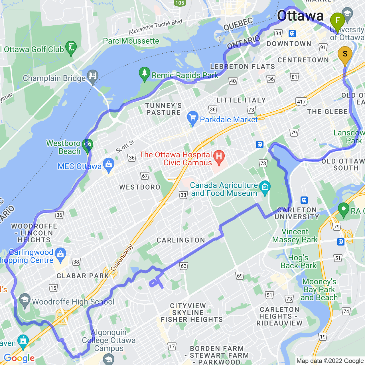 map of Sunday Ride