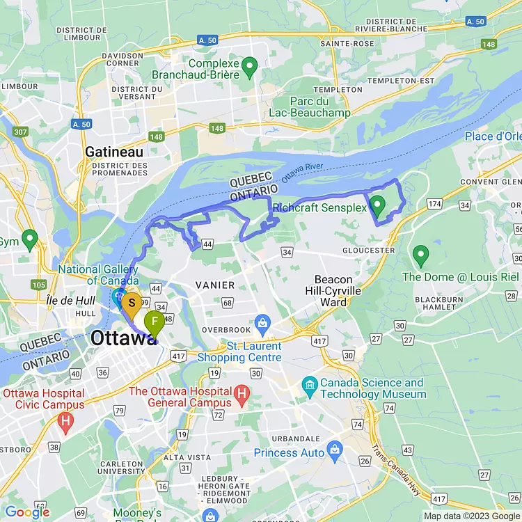 map of Kerianne’s bday ride with the gang