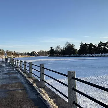 Riding my bike next to the frozen Rideau Canal