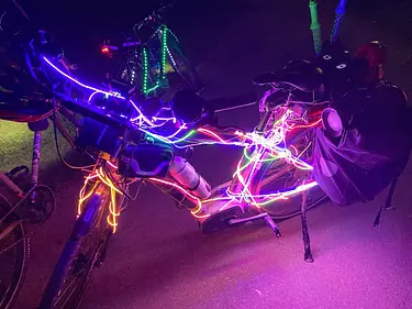 a bicycle with a bunch of wires