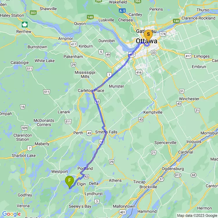map of Bikepacking to The Opinicon
