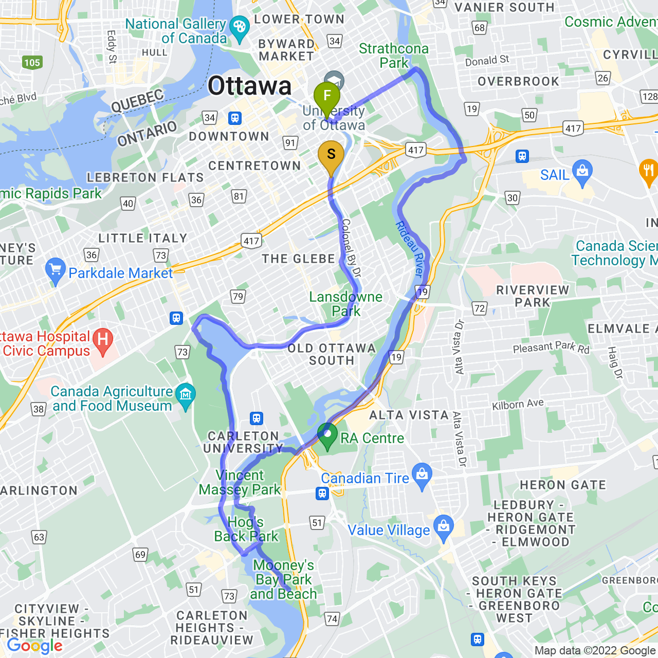 map of chill afternoon ride