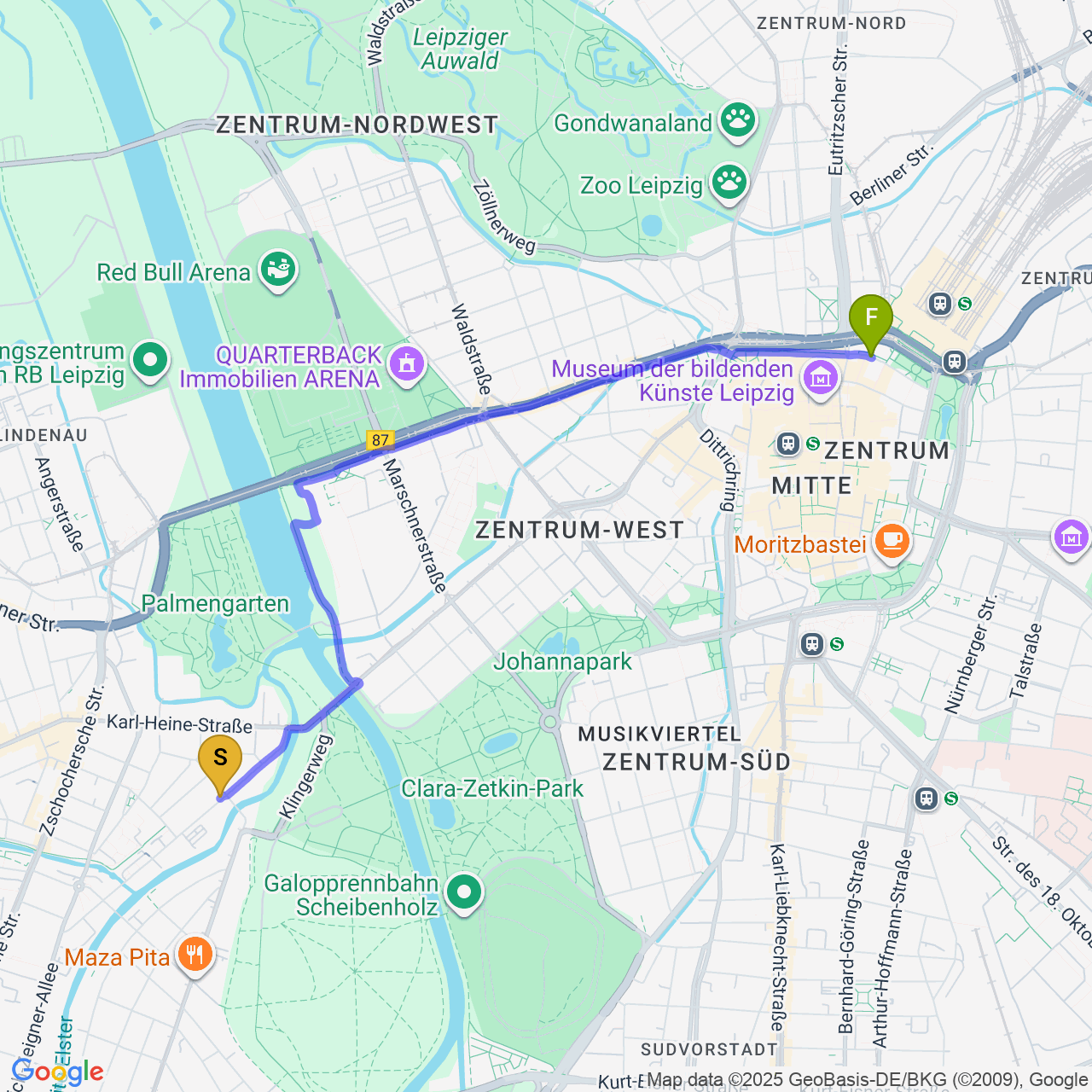 map of to Leipzig Hauptbahnhof