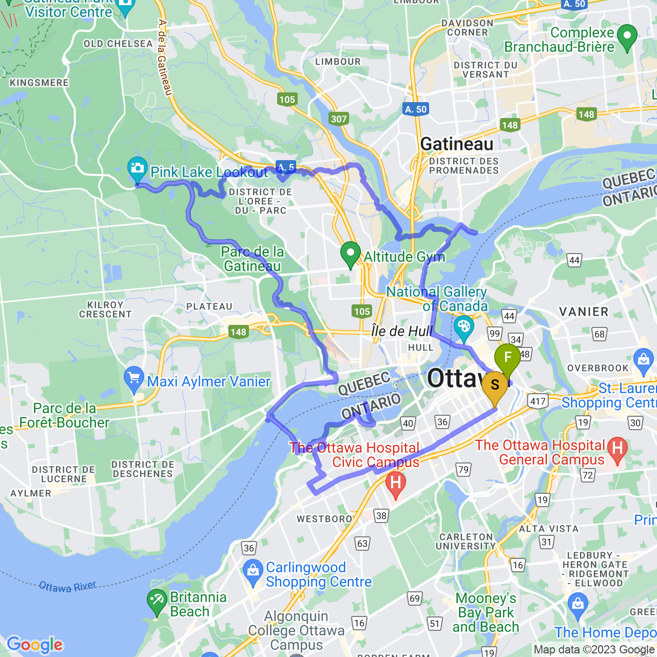 map of adventure ride with the gang