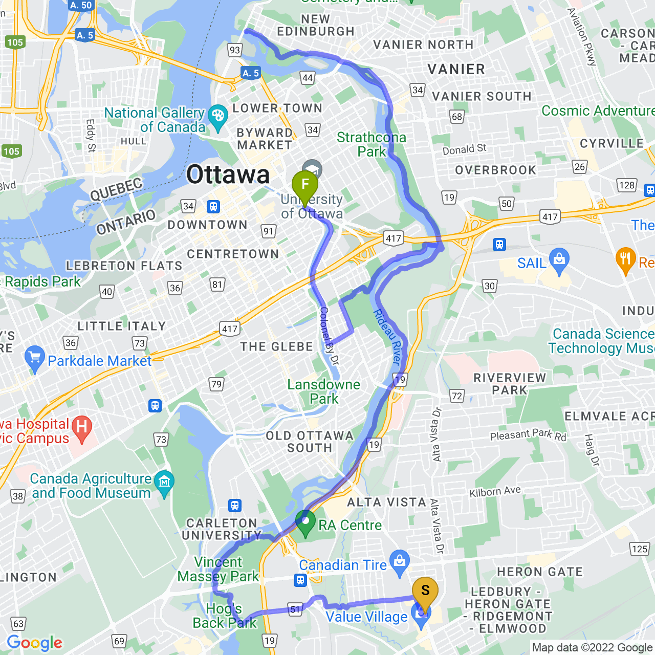 map of fall ride