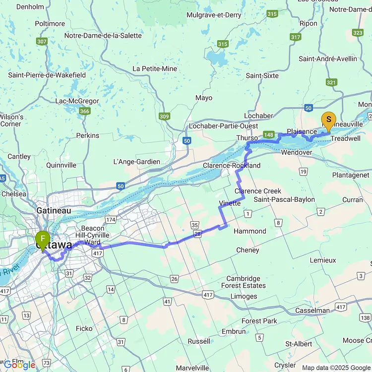 map of Tour de Petite Nation - Day 4