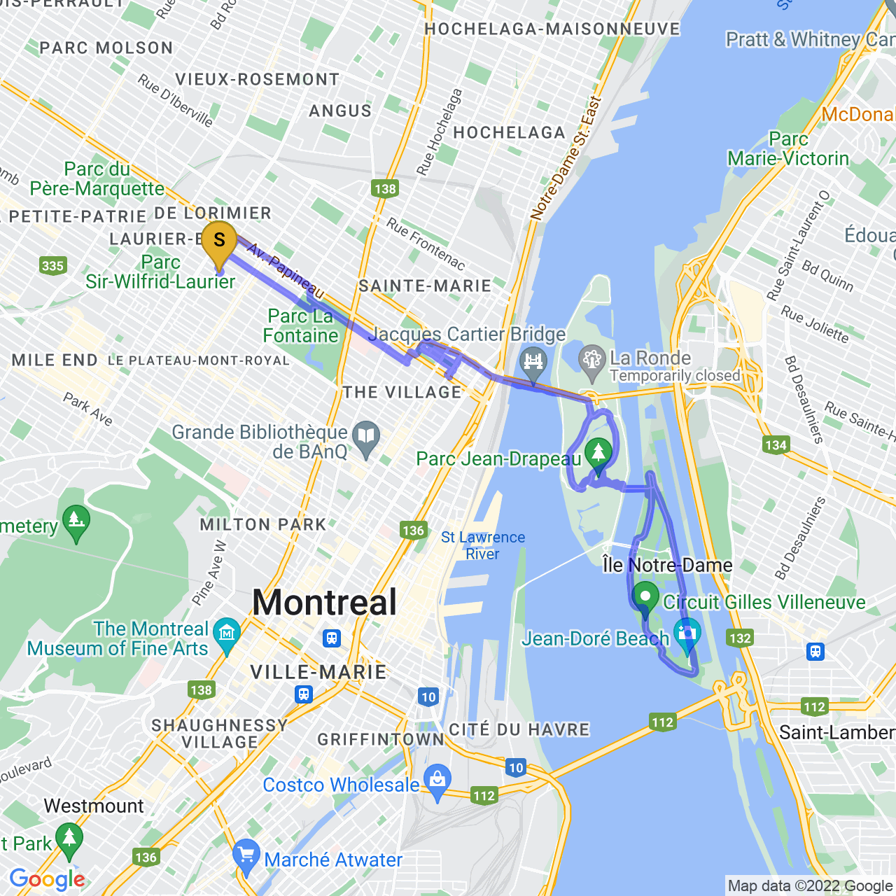 map of Exploring Montréal by Bike