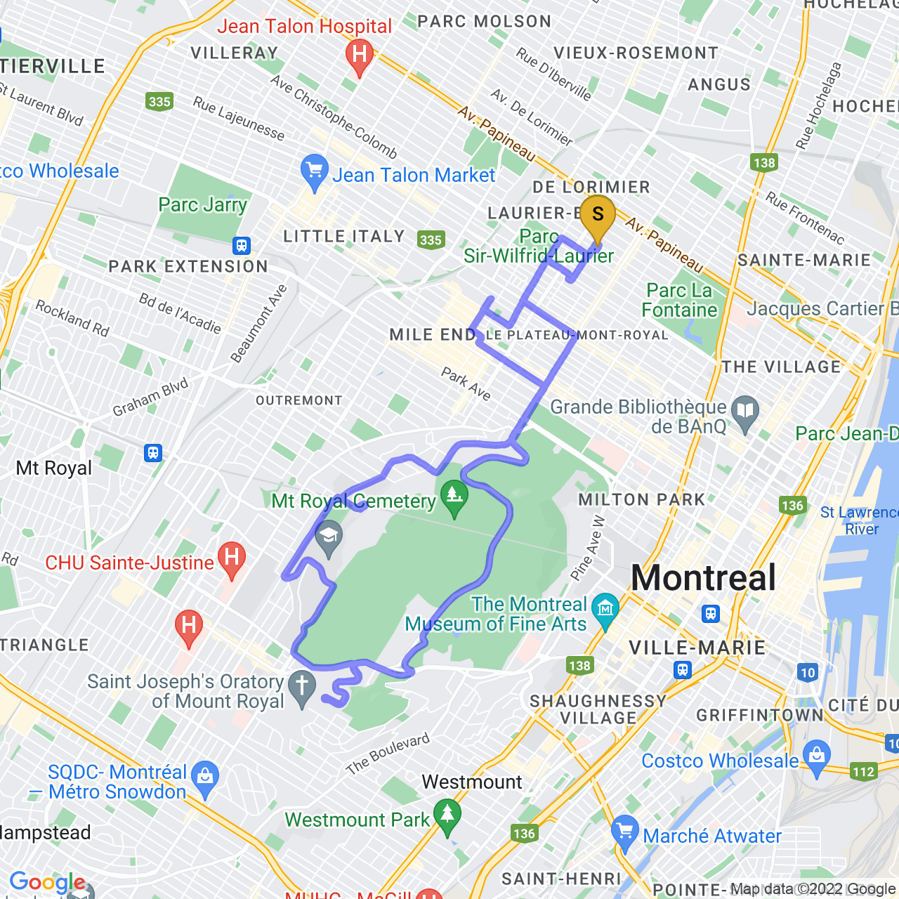 map of Working out in Mount Royal