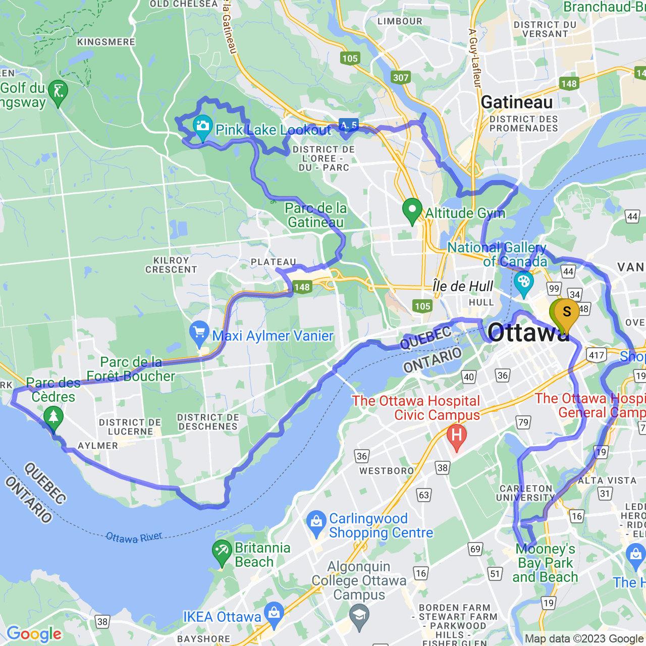 map of long long gatineau loop 