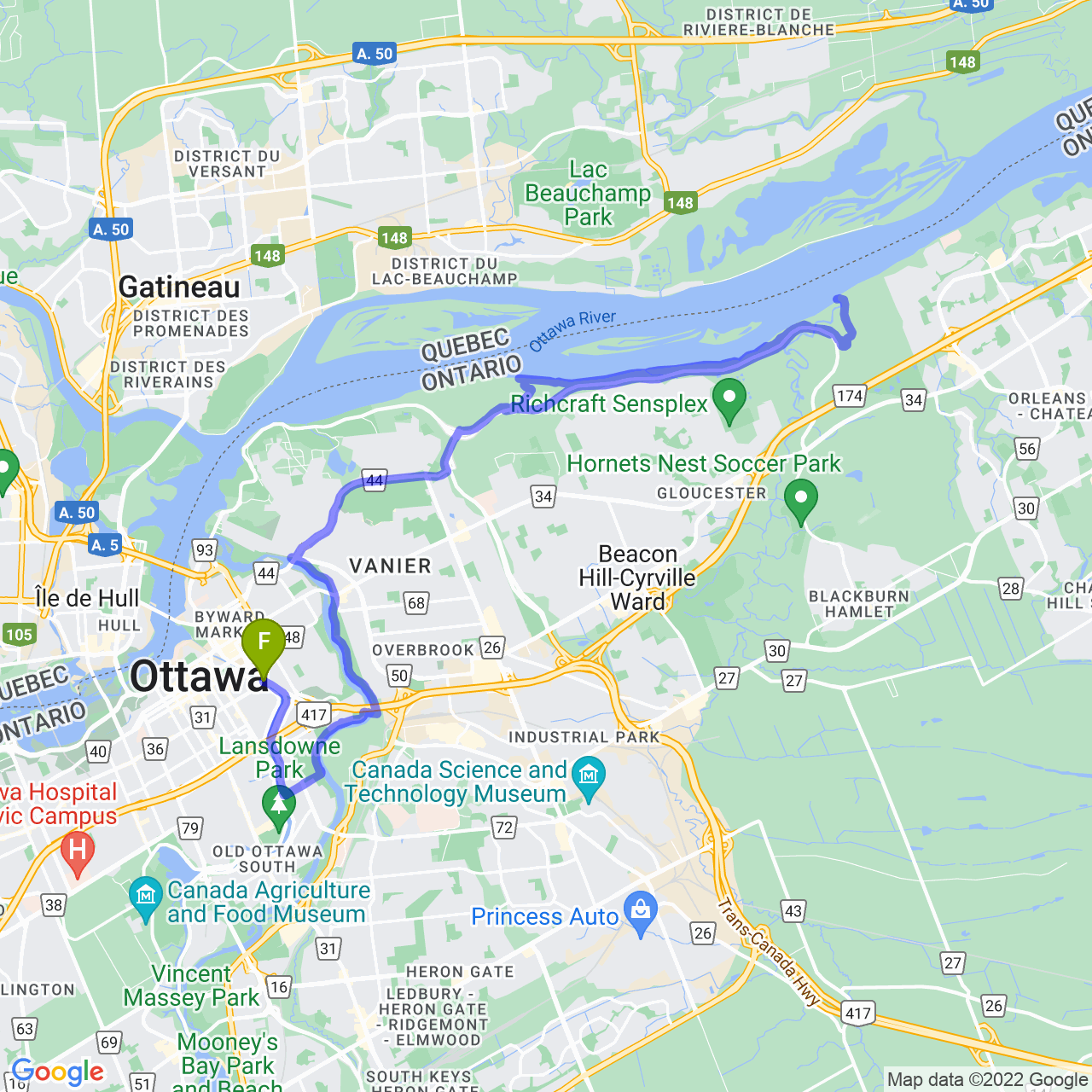map of Afternoon Ride