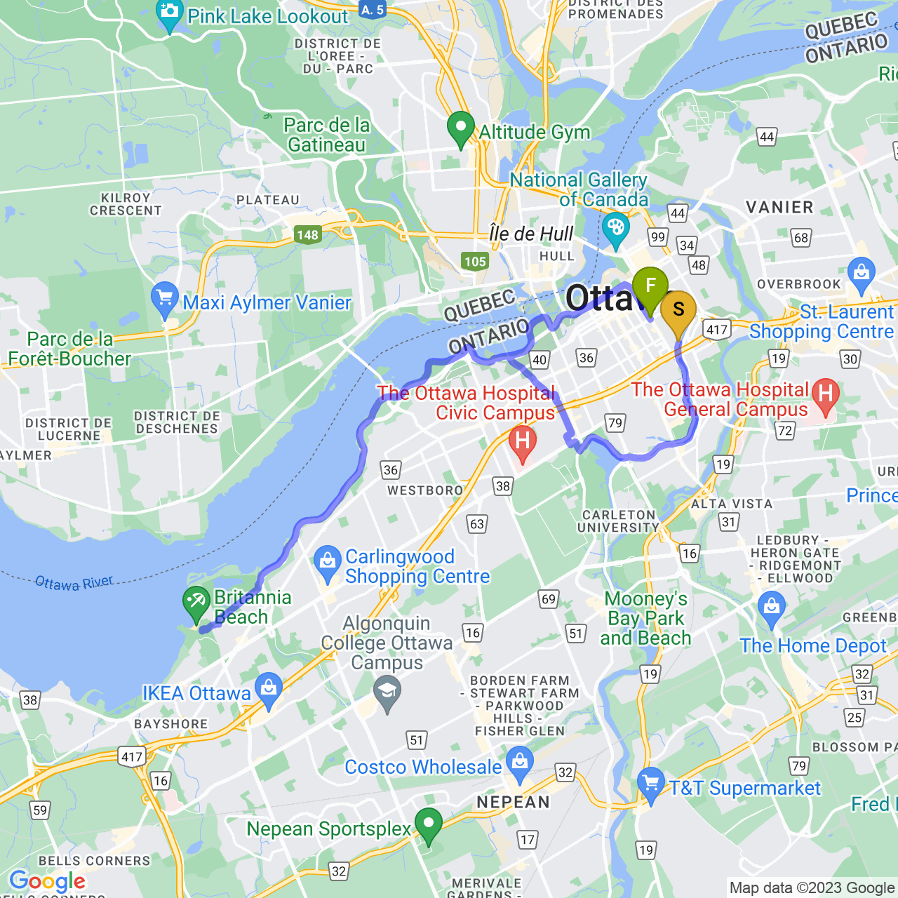 map of Evening Ride