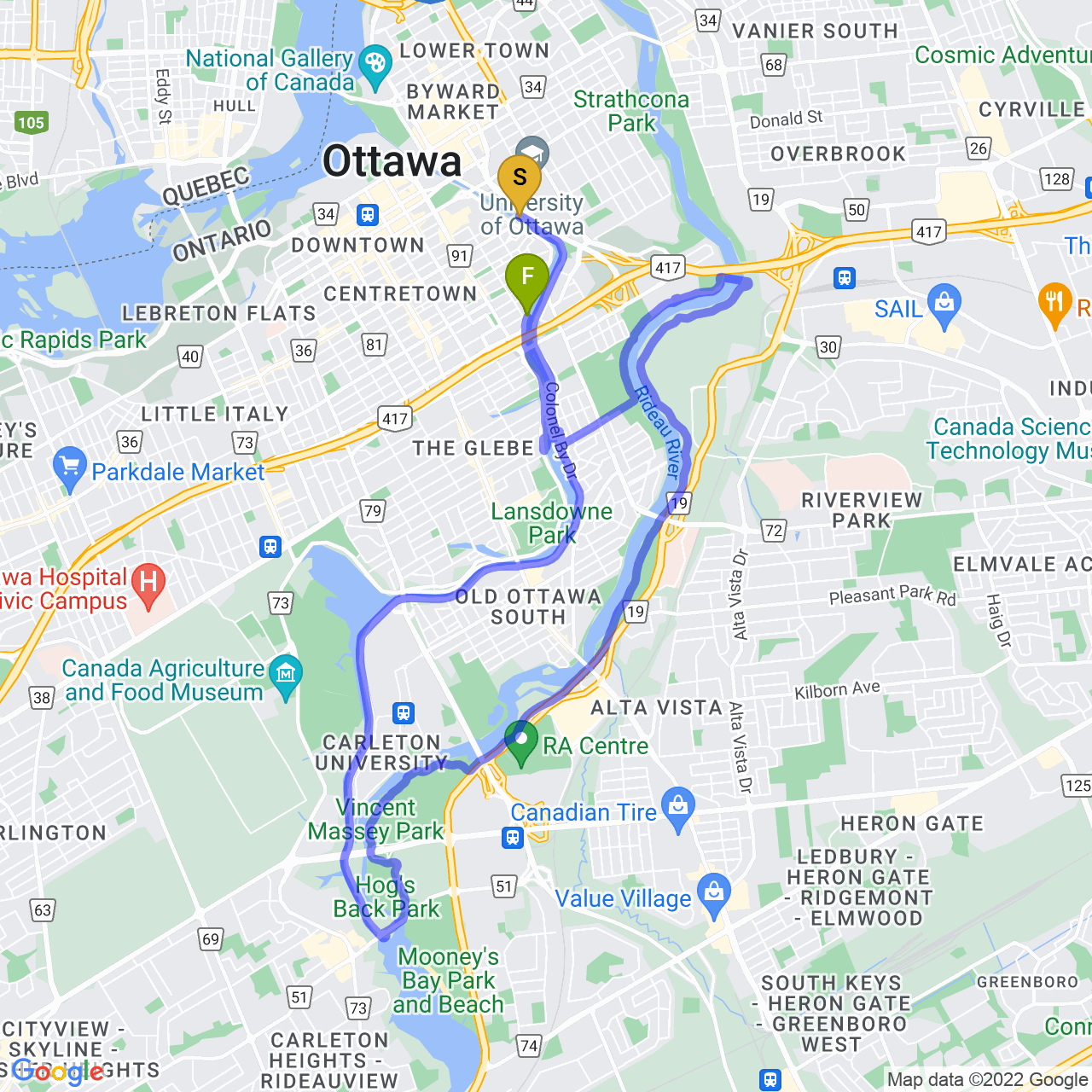 map of Afternoon Ride