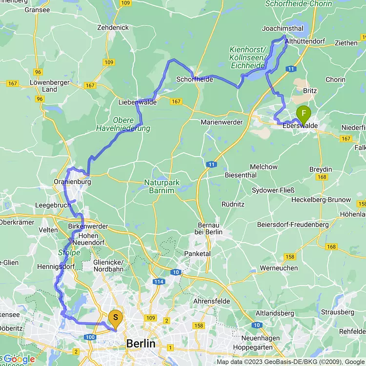 map of Long-ride around Berlin, Germany