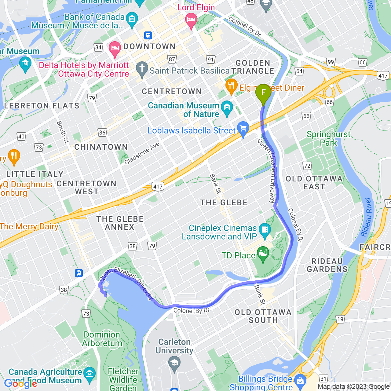 map of Chill winter ride by the Canal