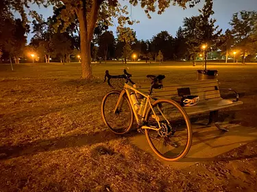 my topstone parked on a bench