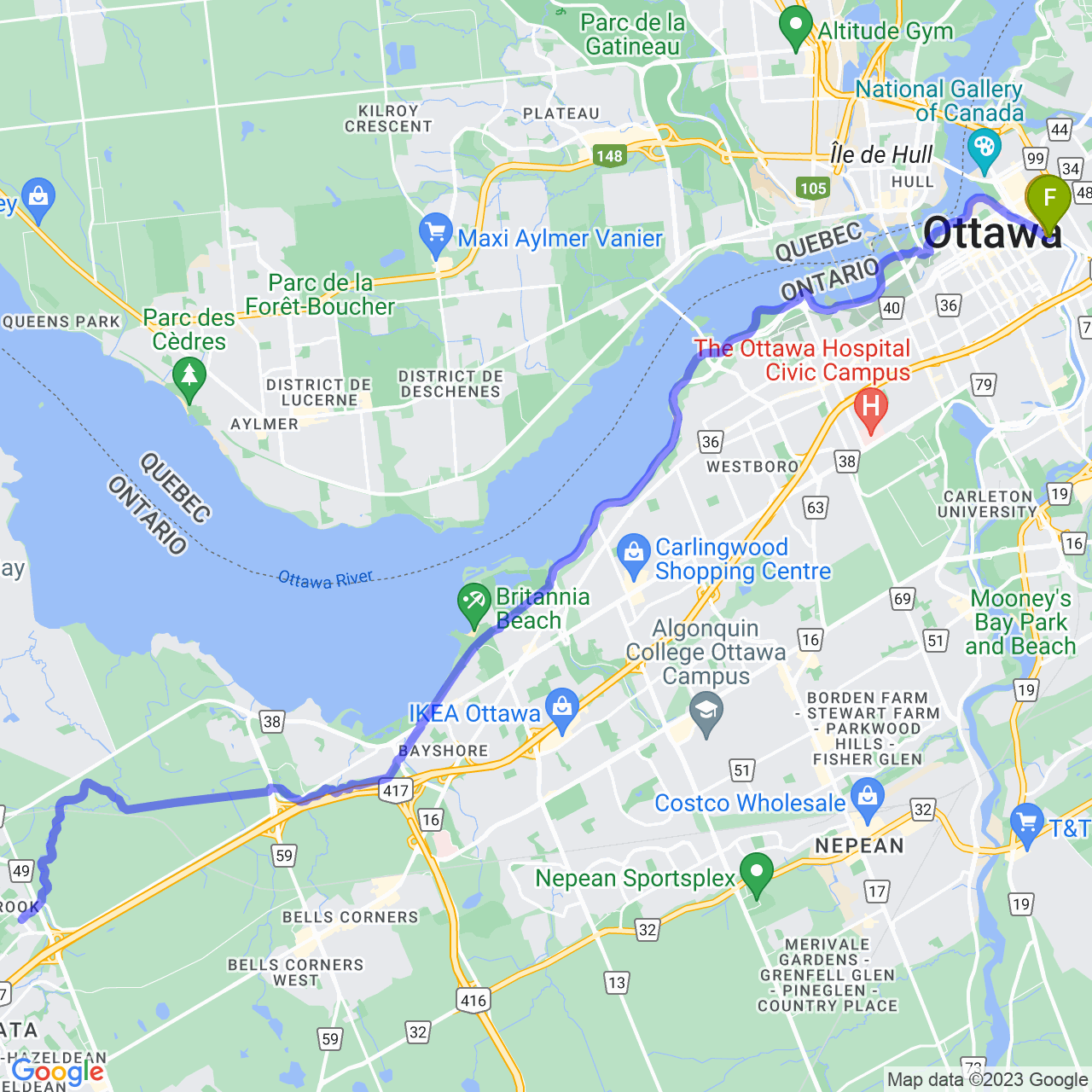 map of Afternoon Ride